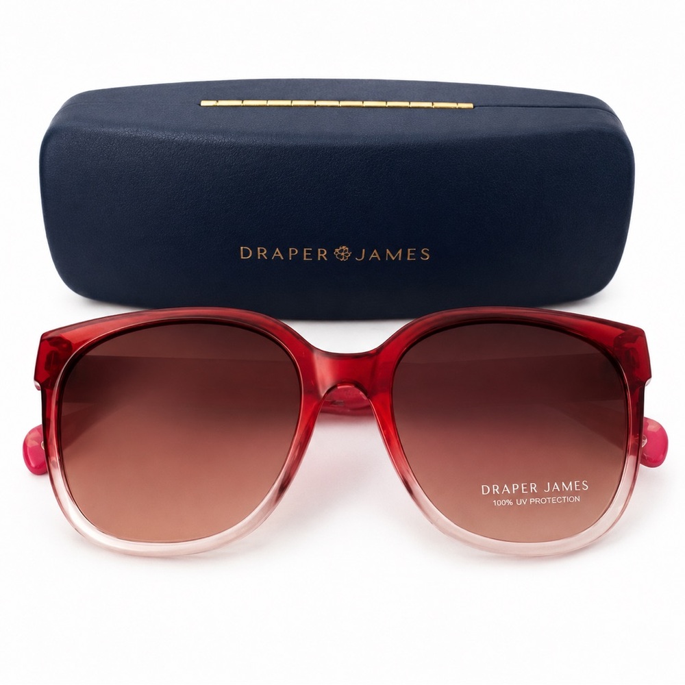 Draper James sunglasses in a blush-to-burgundy gradient with floral-print